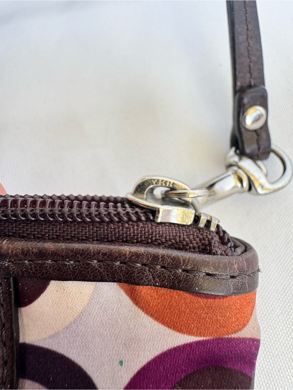Coach Multicolor Signature Circle Wristlet - Brown, Purple, Orange, Cream - Picture 6 of 6